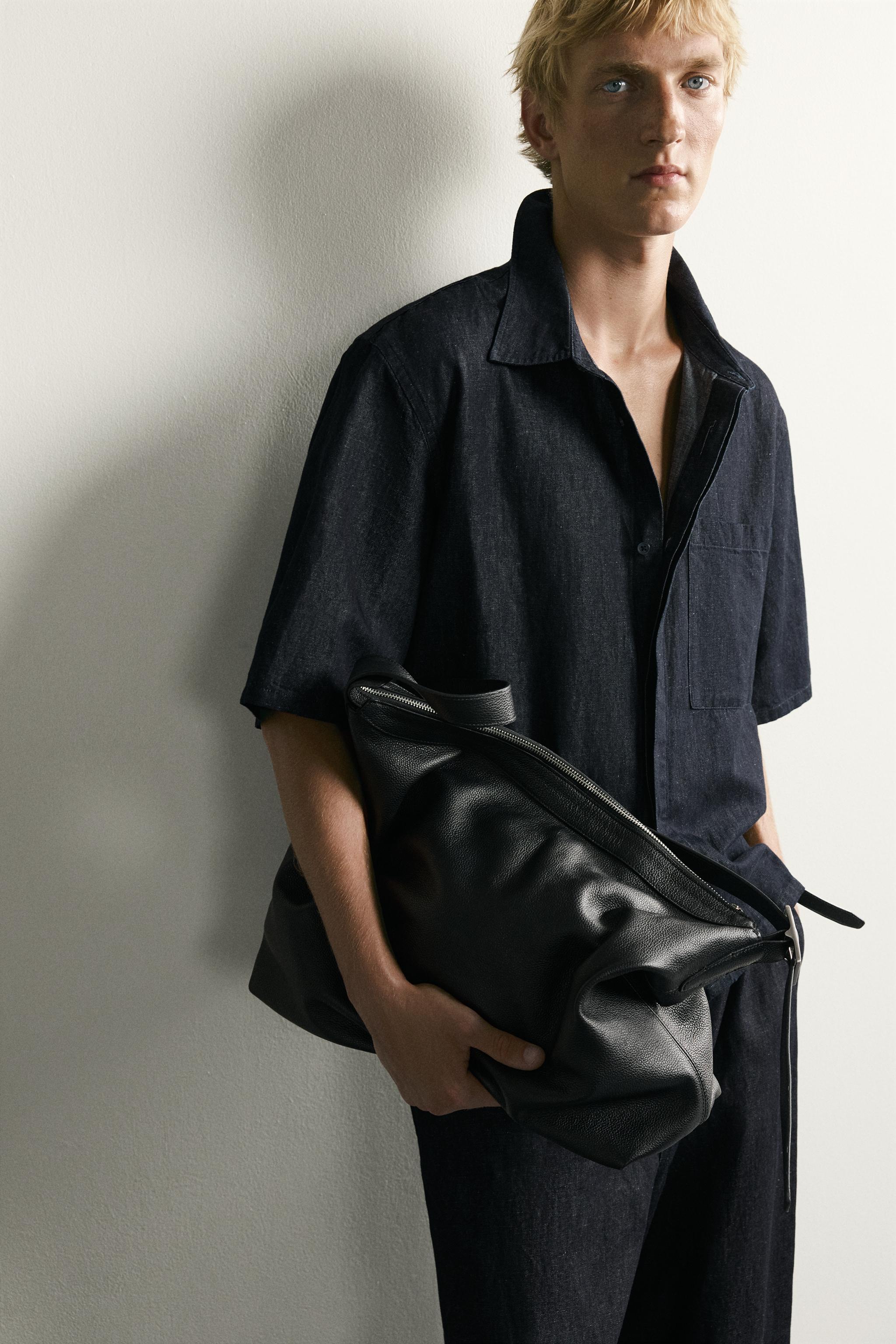 COTTON-LINEN BOXY FIT DENIM SHIRT